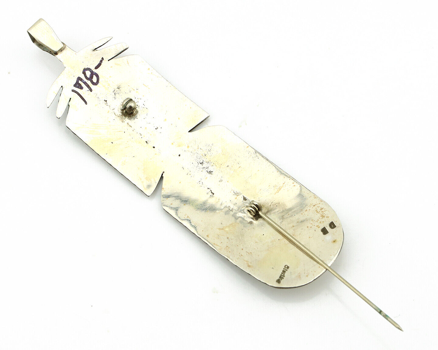 Navajo Hair Clip Barrette 925 Silver Hand Stamped Native Artist Signed BD C.80's