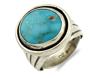 Navajo Ring .925 Silver Blue Gem Turquoise Artist Signed DZ C.80's