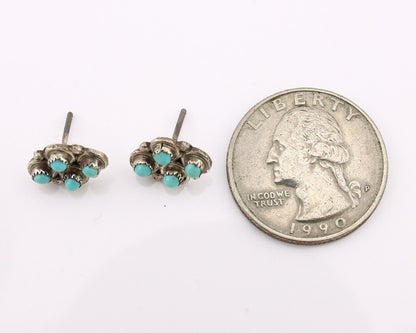 Zuni Earrings 925 Silver Sleeping Beauty Turquoise Native American Artist C.80's