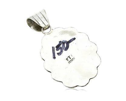 Navajo Pendant .925 Silver Kingman Turquoise Signed Artist FT C.80's