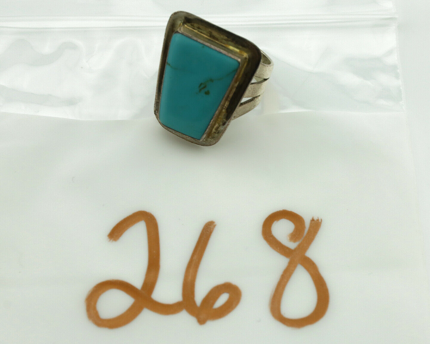 Navajo Ring .925 Silver Kingman Turquoise Artist Signed DW C.1980's
