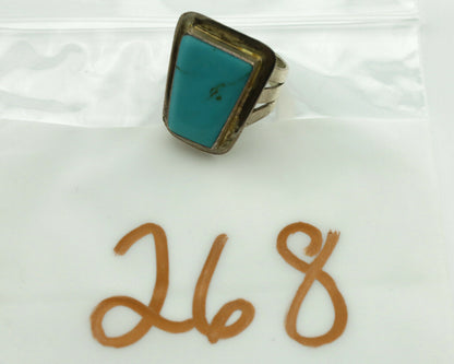 Navajo Ring .925 Silver Kingman Turquoise Artist Signed DW C.1980's