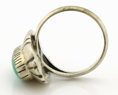 Navajo Ring .925 Silver Green Turquoise Artist Signed M Montoya C.80's