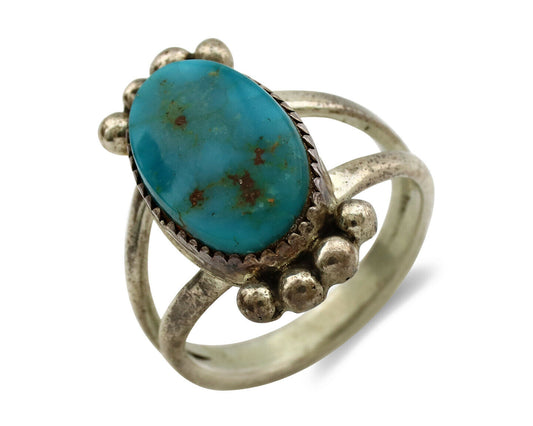 Navajo Ring .925 Silver Nevada Turquoise Artist Native American C.1980's