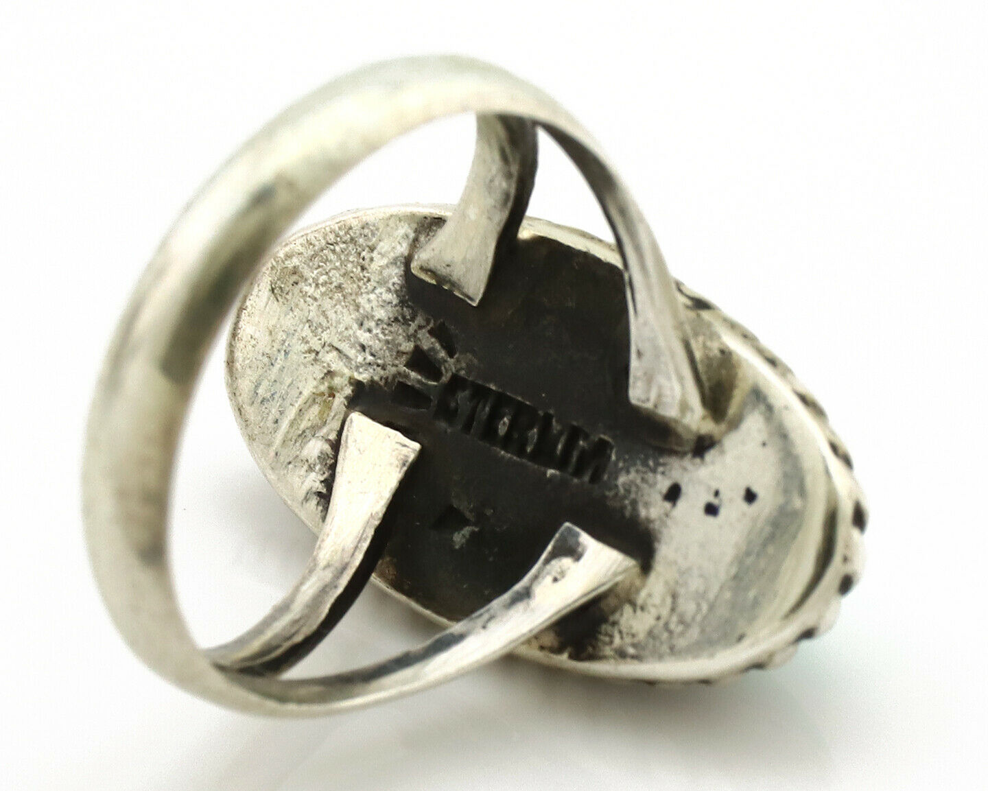 Navajo Ring .925 Silver Kingman Turquoise Native American Artist C.1980's