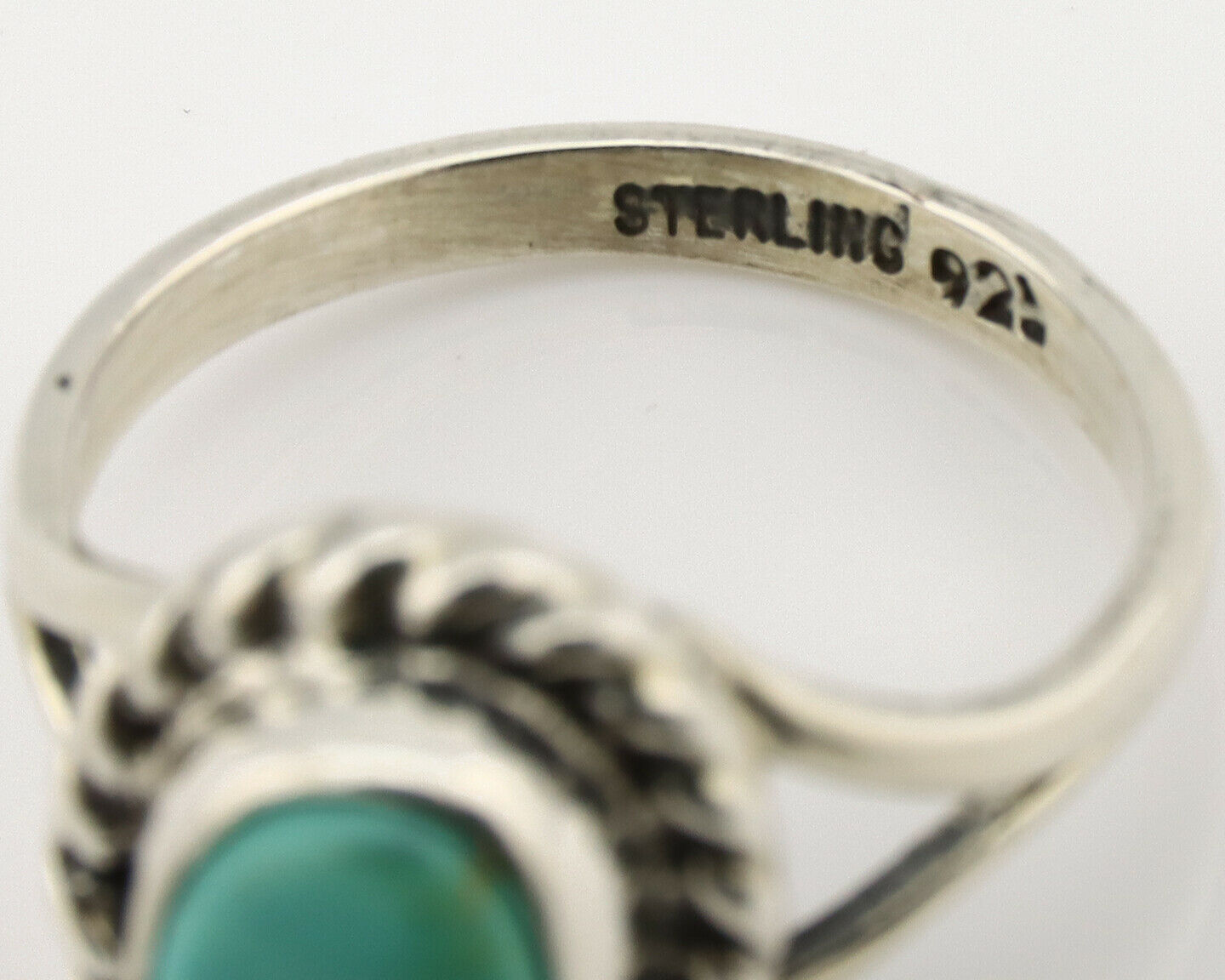 Navajo Ring .925 Silver Kingman Turquoise Artist Signed Gecko C.90's