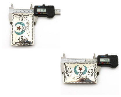 Navajo Belt Buckle .925 Silver Handmade Chip Inlay Artist Signed Bee Gay C.80's