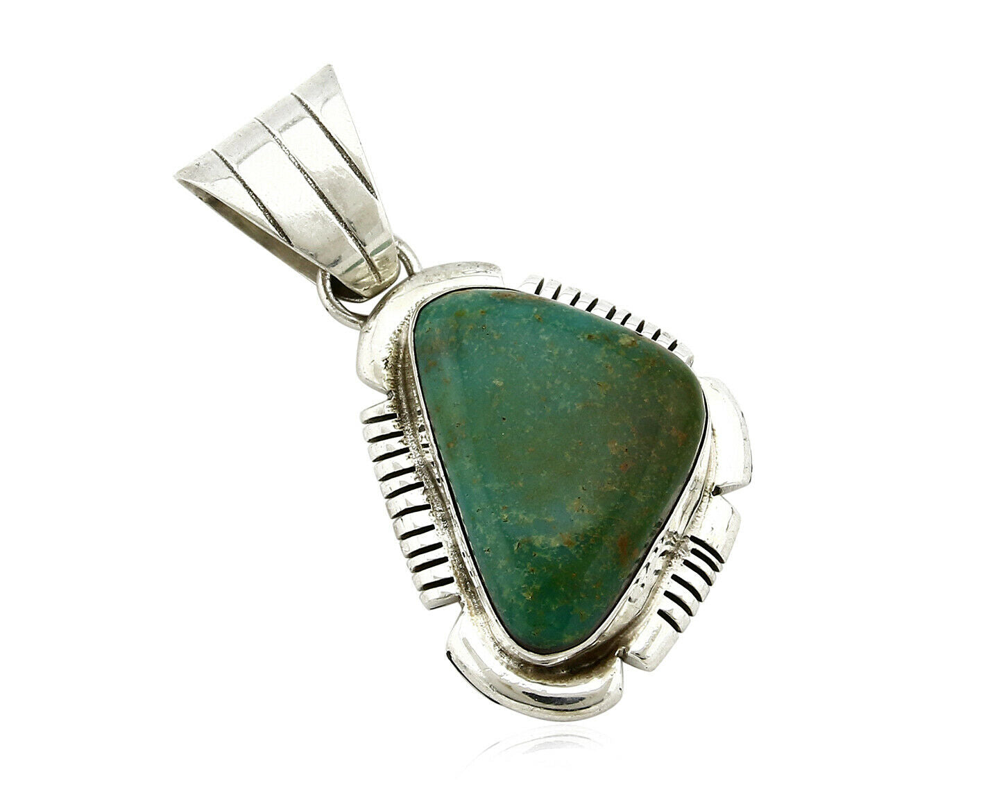 Navajo Pendant .925 Silver Kingman Turquoise Signed Artist HB C.80's