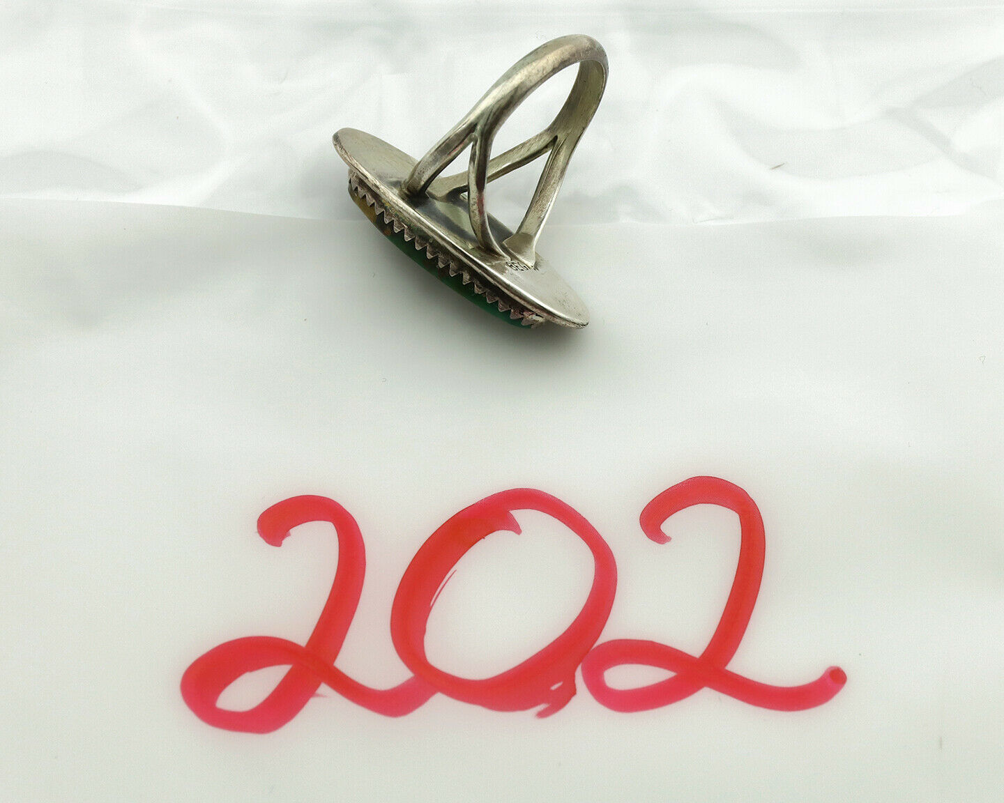 Navajo Ring .925 Silver Nevada Turquoise Signed M Begay C.1980's