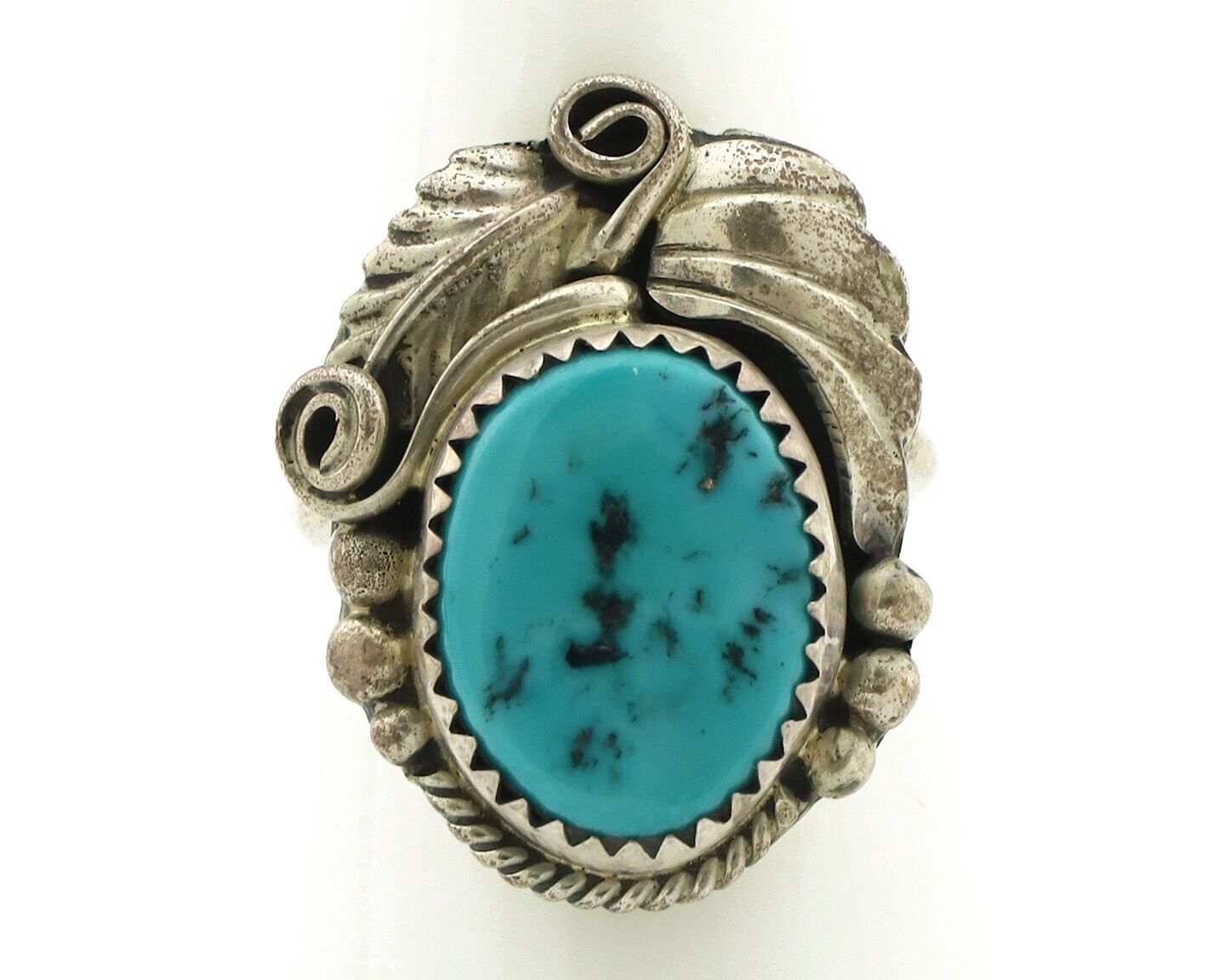Navajo Ring .925 Silver Sleeping Beauty Turquoise Native Artist C.80's