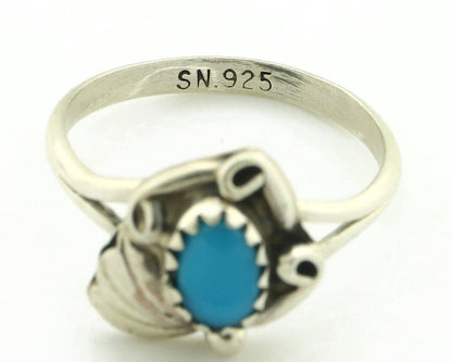 Navajo Ring .925 Silver Natural Blue Turquoise Artist Signed SN C.80's