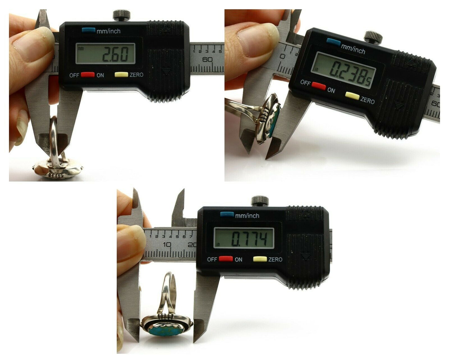 Navajo Ring .925 Silver Blue Gem Turquoise Handmade Native American Artist C80s