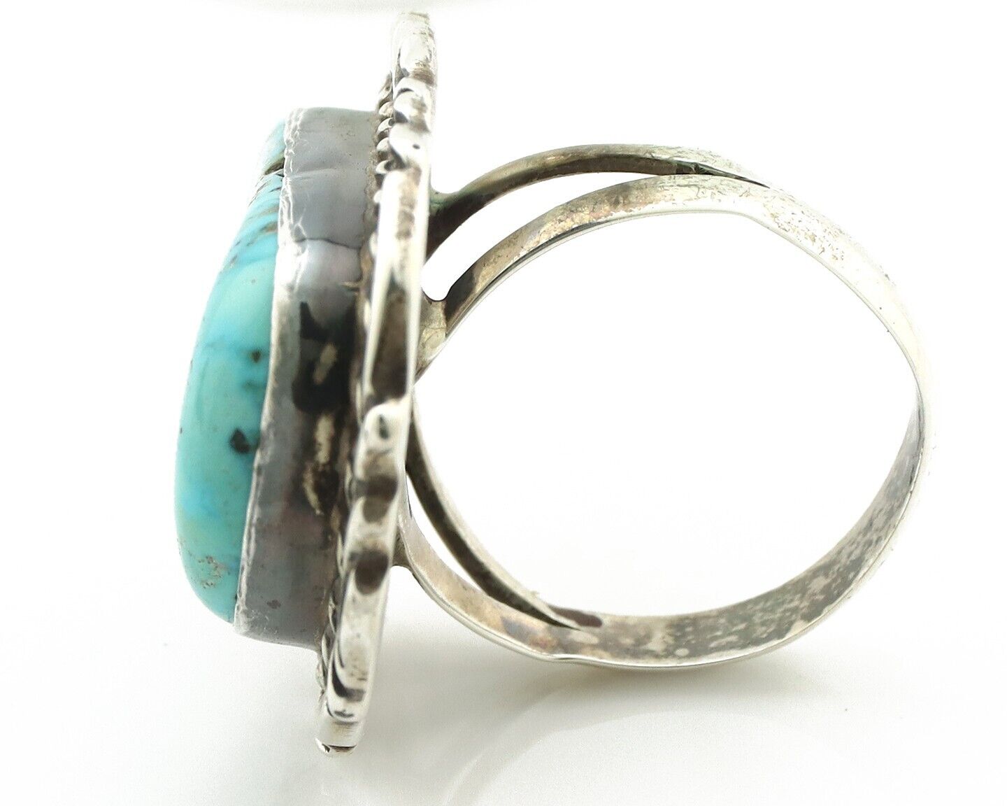 Navajo Ring 925 Silver Blue Gem Turquoise Artist Signed Billy Eagle C.80s