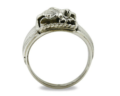 Navajo Ring .925 Silver Handmade Eagle Native Pattern Signed Artist S Ray C.80's