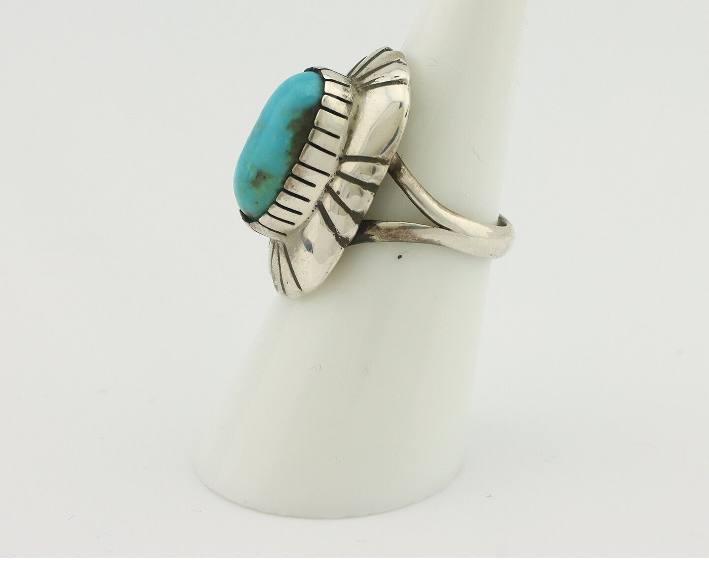 Navajo Ring 925 Silver Natural Blue Turquoise Artist Signed M Montoya C.80's