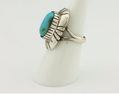 Navajo Ring 925 Silver Natural Blue Turquoise Artist Signed M Montoya C.80's
