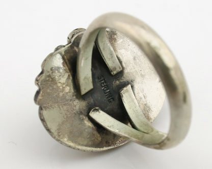 Navajo Ring .925 Silver Kingman Turquoise Native American Artist C.1980's