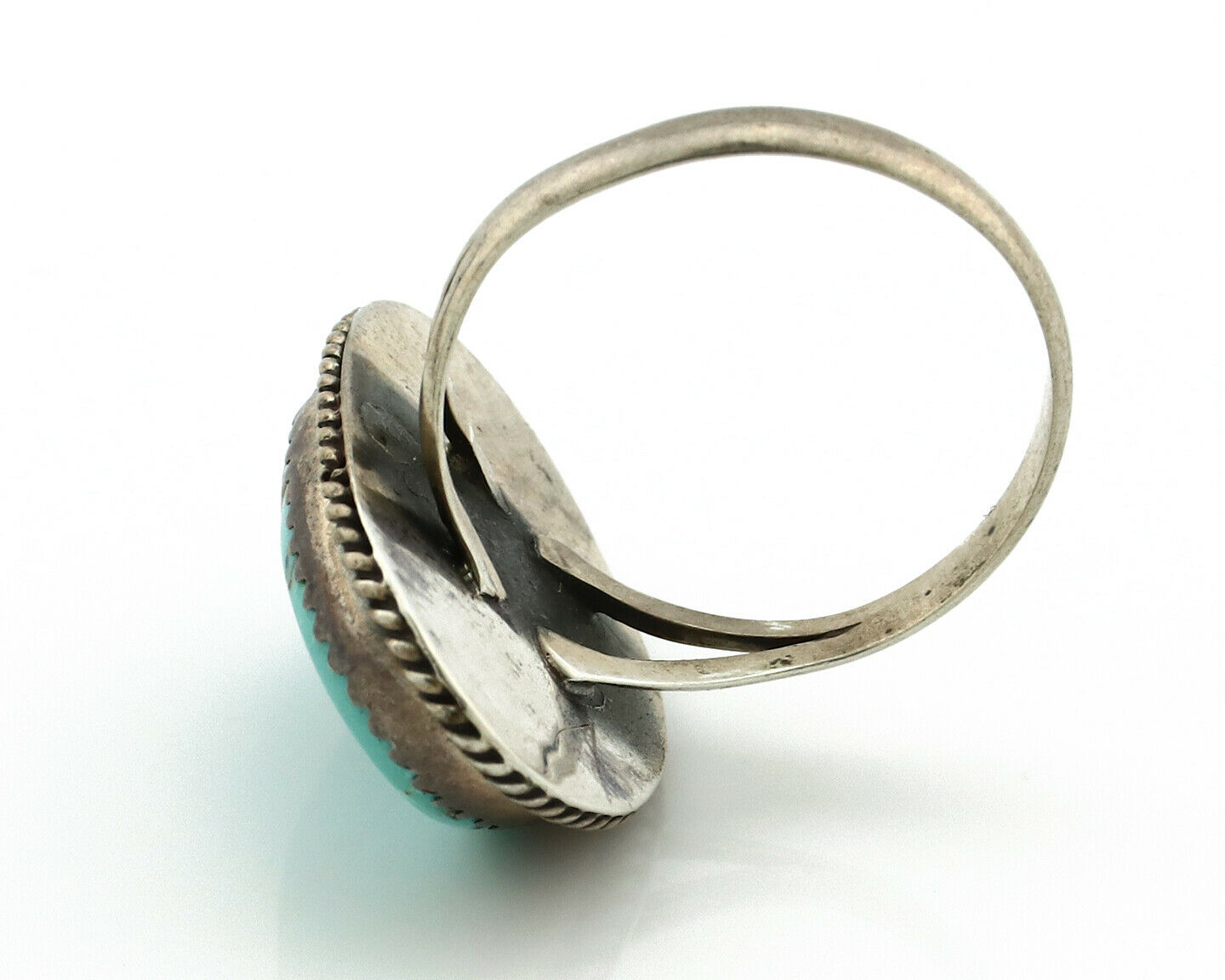 Navajo Ring .925 Silver Morenci Turquoise Handmade Native American Artist C.80's