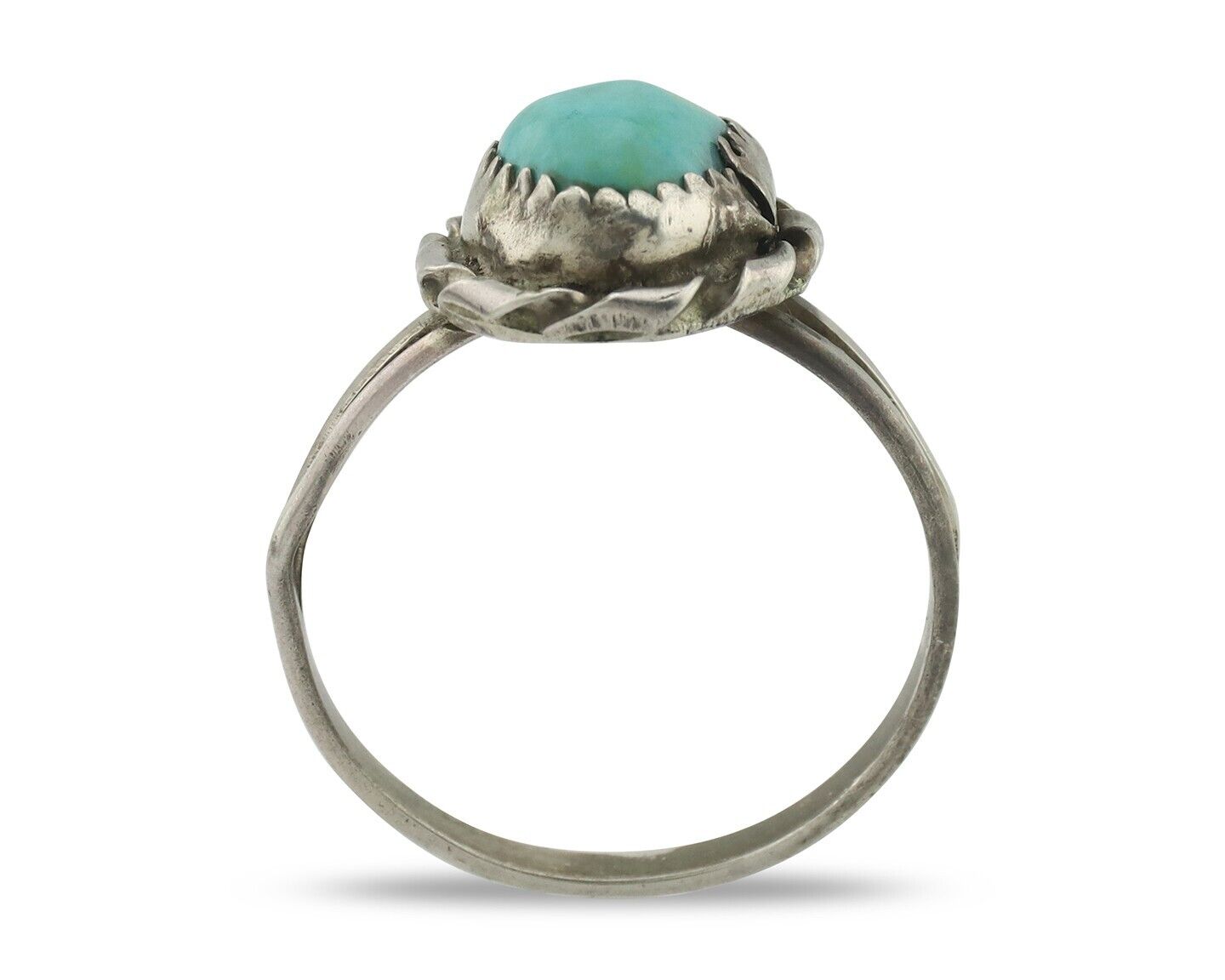 Navajo Handmade Ring .925 Silver Kingman Turquoise Native Artist C.80's