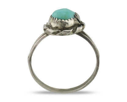 Navajo Handmade Ring .925 Silver Kingman Turquoise Native Artist C.80's
