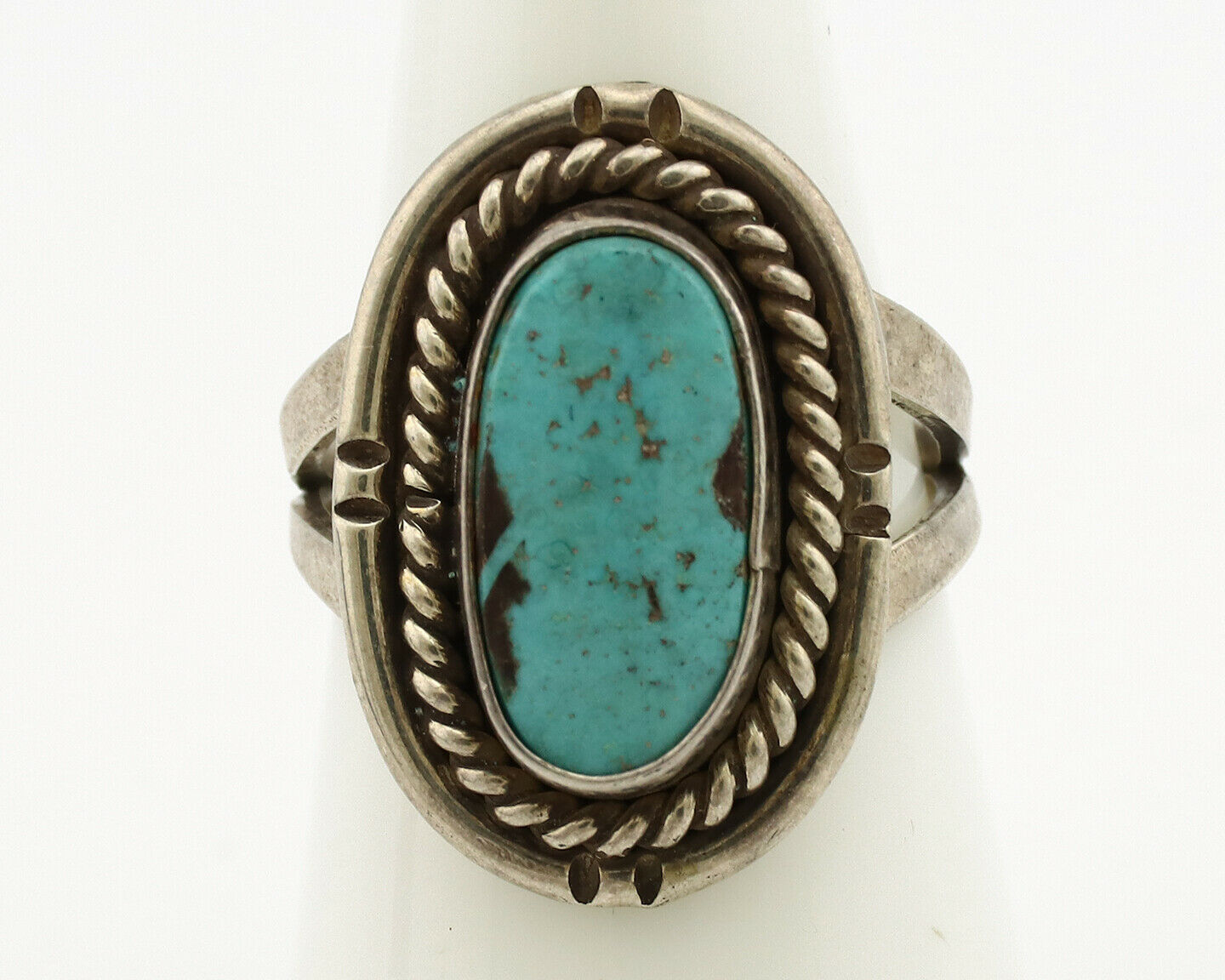 Navajo Ring .925 Silver Blue Turquoise Native American Artist C.1980's