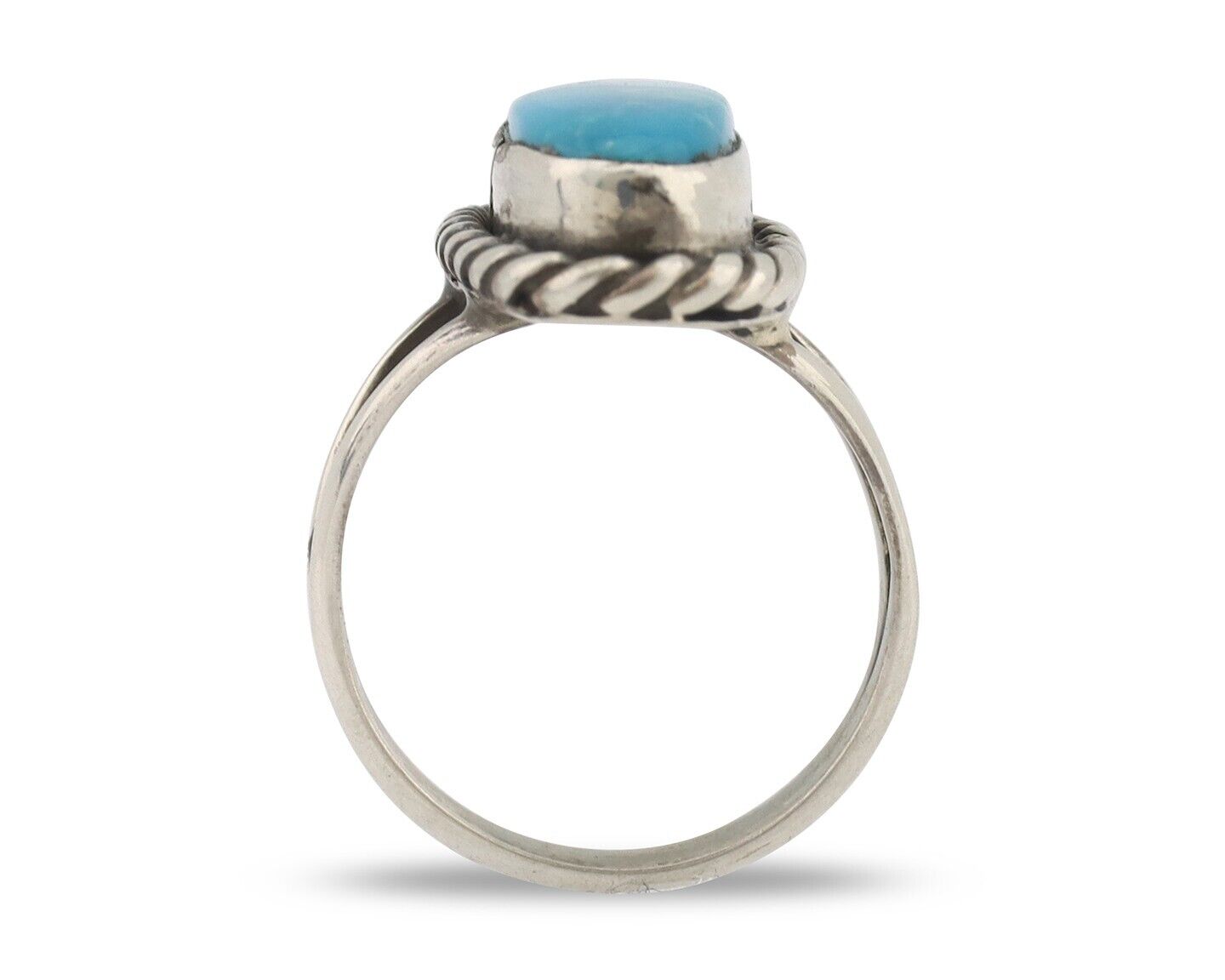Navajo Handmade Ring 925 Silver Natural Blue Turquoise Native Artist C.80's