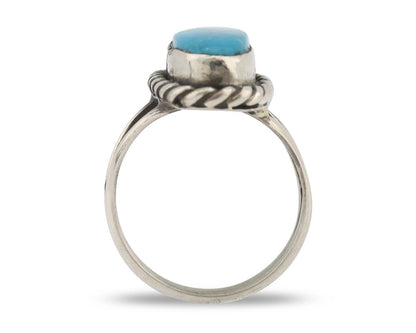 Navajo Handmade Ring 925 Silver Natural Blue Turquoise Native Artist C.80's
