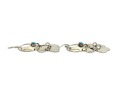 Navajo Handmade Earrings 925 Silver Blue Turquoise Signed Vera Jane C.80's