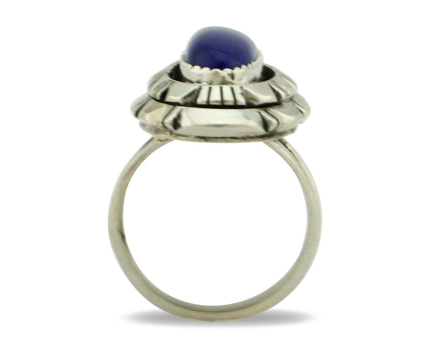 Navajo Handmade Ring 925 Silver Natural Lapis Lazuli Artist Signed RMJ C.80's