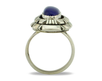 Navajo Handmade Ring 925 Silver Natural Lapis Lazuli Artist Signed RMJ C.80's
