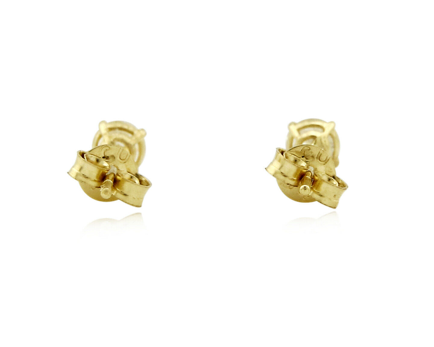 SOLID 14k Yellow Gold Basket 4 Prong 3.0mm Wide Simulated Diamond Stud Earrings