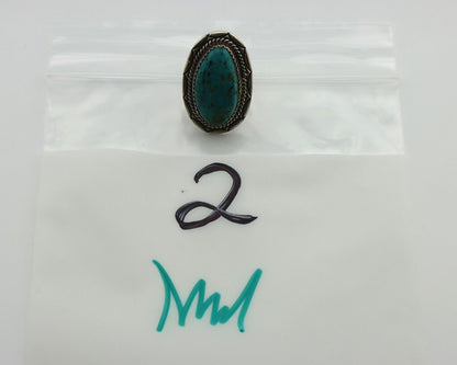 Navajo Ring .925 Silver Blue Turquoise Native American Artist C.80's