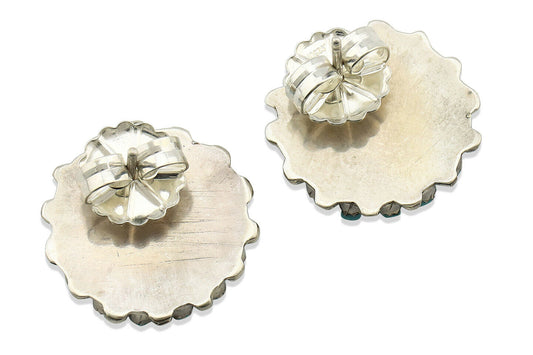 Zuni Earrings .925 Silver Petti Point Natural Blue Turquoise Native Artist C.80s