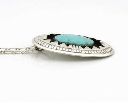 Navajo Pendant .925 Silver Morenci Turquoise Native American C.80's