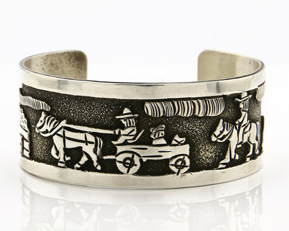 Navajo Bracelet .925 SOLID Silver Artist Signed Harold Yazzie Overlay C.80-90's