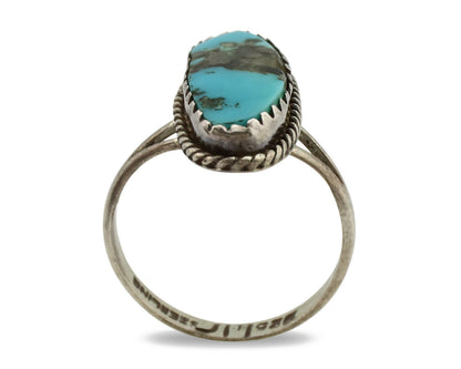 Navajo Ring .925 Silver Blue Turquoise Native American Artist C.1980's