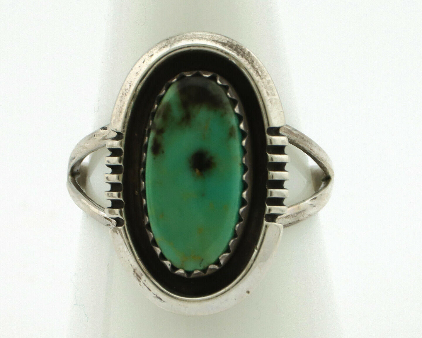 Navajo Ring .925 Silver Green Turquoise Native American Artist Handmade C.80's