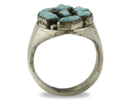 ZUNI Ring .925 SOLID Silver Sleeping Beauty Turquoise LEEKITY C.1980's