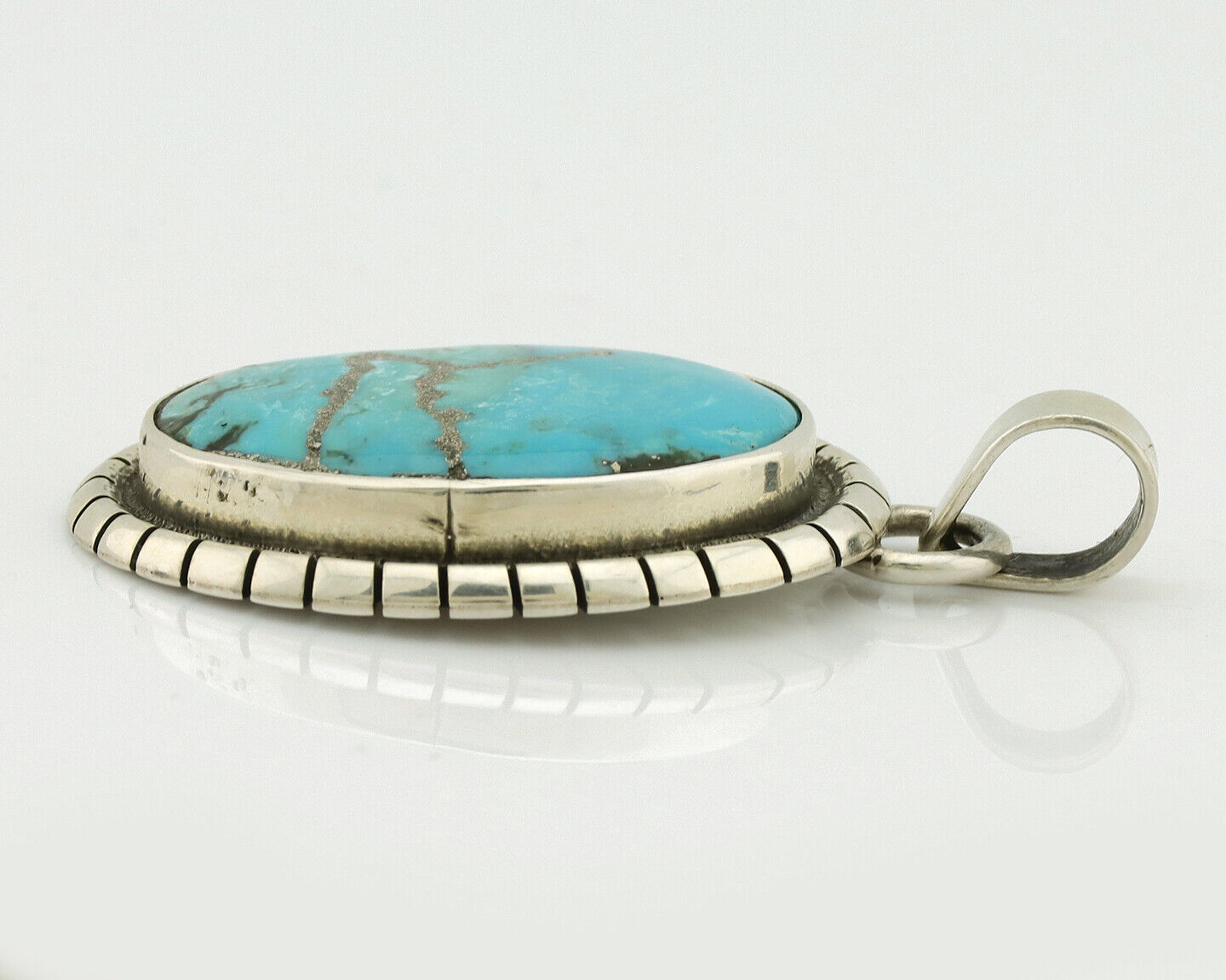 Navajo Necklace .925 Silver Turquoise Native American Artist C.1980's