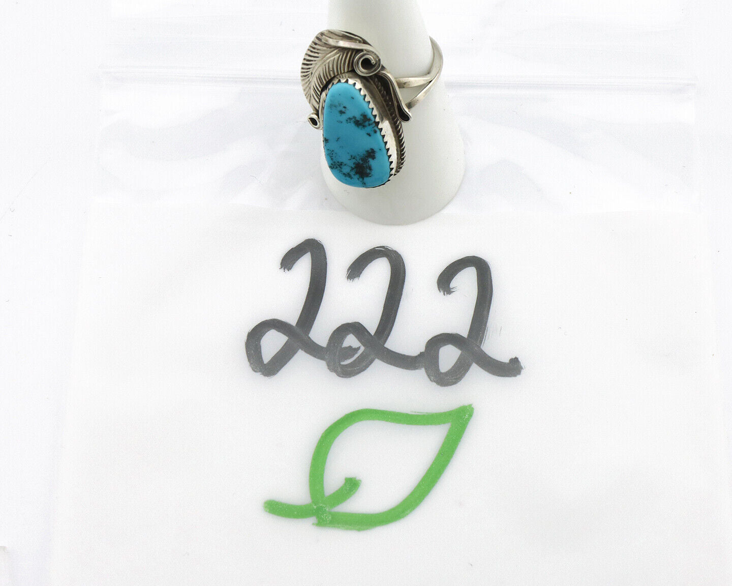 Navajo Ring 925 Silver Sleeping Beauty Turquoise Artist Signed Morris C.80's