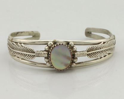 Navajo Bracelet 925 Silver Natural Pink Mussel Native American Signed Begay C80s