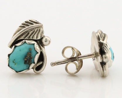 Navajo Earrings 925 Silver Natural Mined Turquoise Native American Artist C.80's