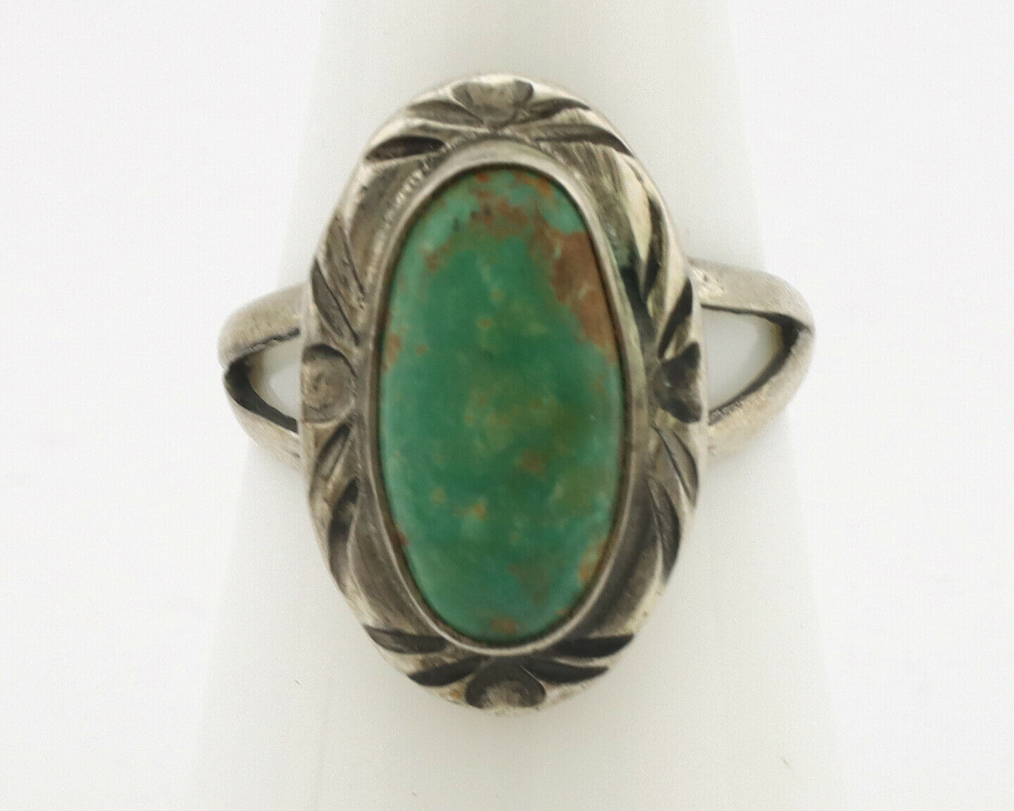 Navajo Ring .925 Silver Natural Mined Turquoise Native Artist Signed C.80's