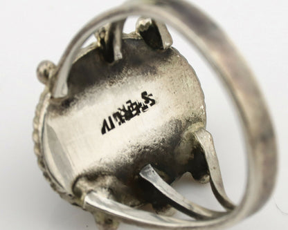 Navajo Ring .925 Silver Green Turquoise Native American Artist C.1980's