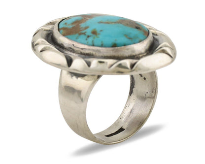 Navajo Ring 925 Silver Natural Blue Turquoise Native Artist Signed C Montoya C80
