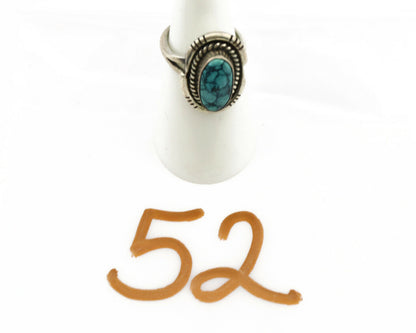 Navajo Ring .925 Silver Spiderweb Turquoise Native American Artist C.1980's