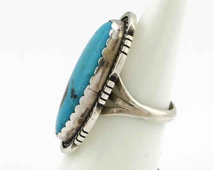 Navajo Ring 925 Silver Morenci Turquoise Native American Artist C.80's
