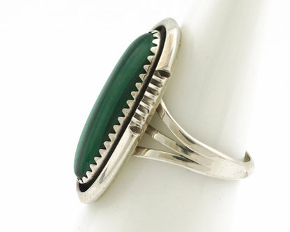 Navajo Ring 925 Silver Natural Malachite Artist Signed William Denetdale C.80's