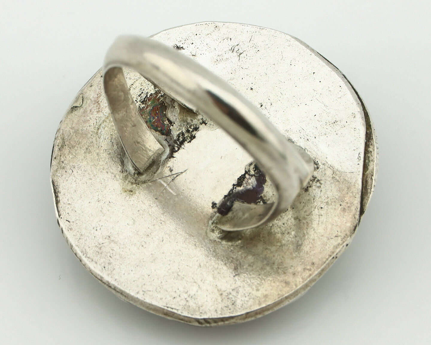 Navajo Ring .925 Silver Blue Turquoise Native American Artist C.80's