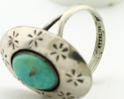Navajo Ring .925 Silver Natural Blue Turquoise Native American Artist C.1980's